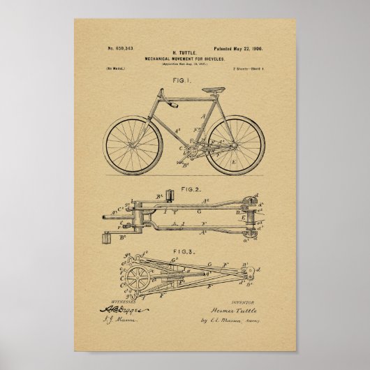 1900 Vintages Fahrradpatent Art Printwerbung Poster (Vorne)