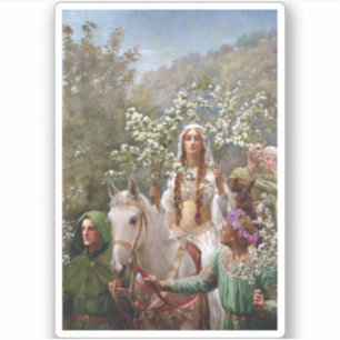 1900 von John Collier, Königin Guineveres Maying Aufkleber