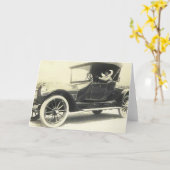 1900er-Frau, die Auto fährt, Grußkarte Karte (Gelbe Blume)