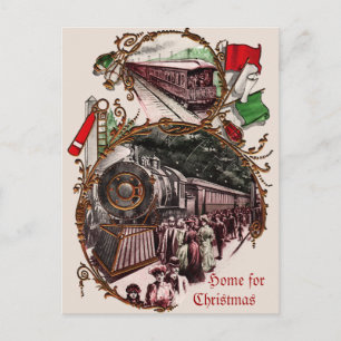 1900er Heimkehr zur Weihnachtszug Feiertagspostkarte