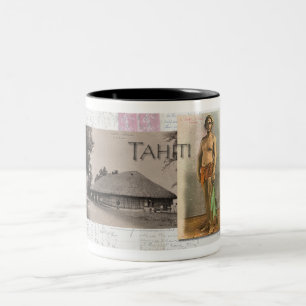 1900er TAHITI POSTKARTEN Zweifarbiges Kaffeetasse
