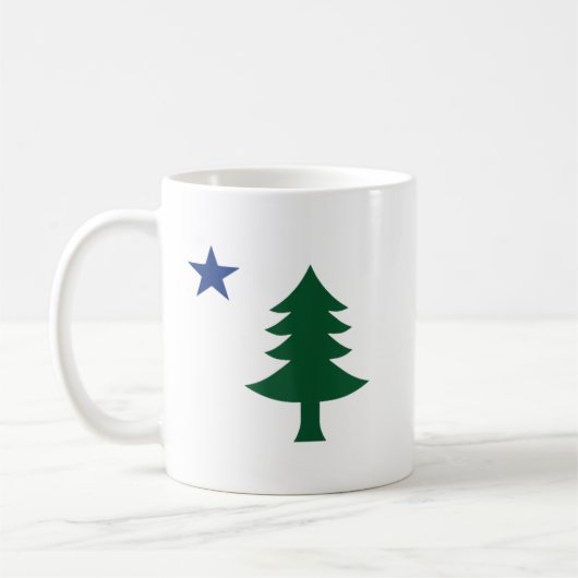 1901 Alte erste Flagge von Maine Pine Tree und Sta Kaffeetasse (Links)