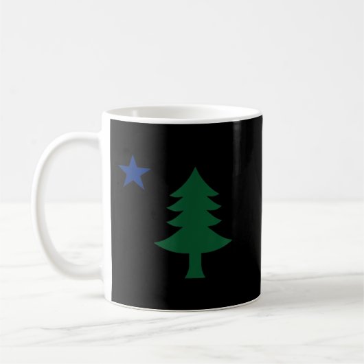 1901 Alte erste Flagge von Maine Pine Tree und Sta Kaffeetasse (Links)