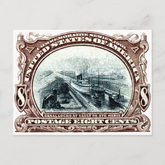 1901 Canal Locks Michigan Postkarte (Vorderseite)