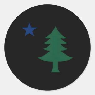 1901 Erste alte Flagge von Maine E-Baum und Stern Runder Aufkleber
