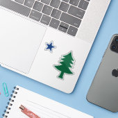 1901 Maine Flag Clear Sticker Set (Laptop mit iPhone)