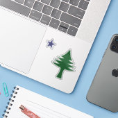 1901 Maine Flag Clear Sticker Set (Laptop mit iPhone)