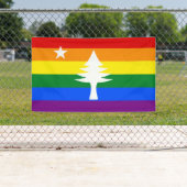 1901 Maine Flag Outdoor Banner - Rainbow Edition (Insitu)