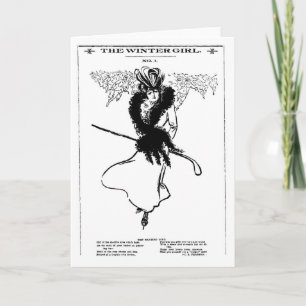 1901 Winter Skaten Girl Fashion Card Karte