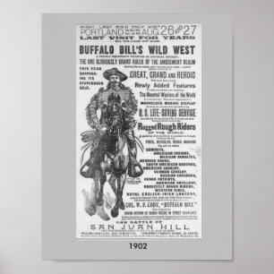 1902 Buffalo Bill's Wild West Show Werbeplakat Bil Poster