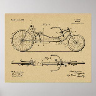 1902 Fahrrad Liegerad Design Patent Kunstposter Poster