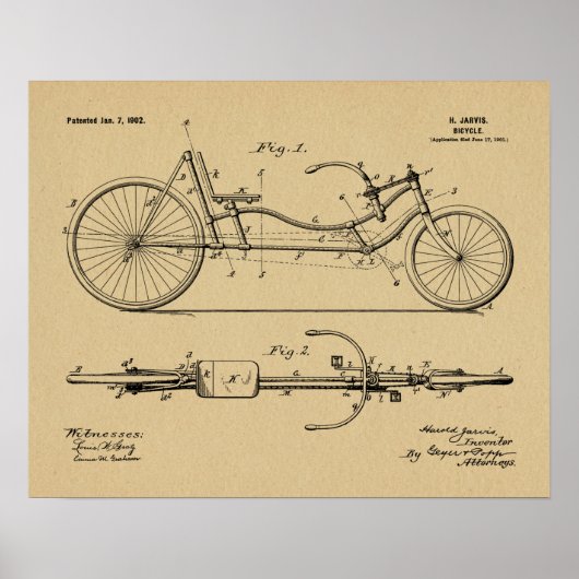 1902 Fahrradfahrer Design Patent Art Print Poster (Vorne)