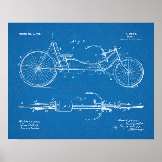 1902 Fahrradfahrer Design Patent Art Print Poster (Vorne)