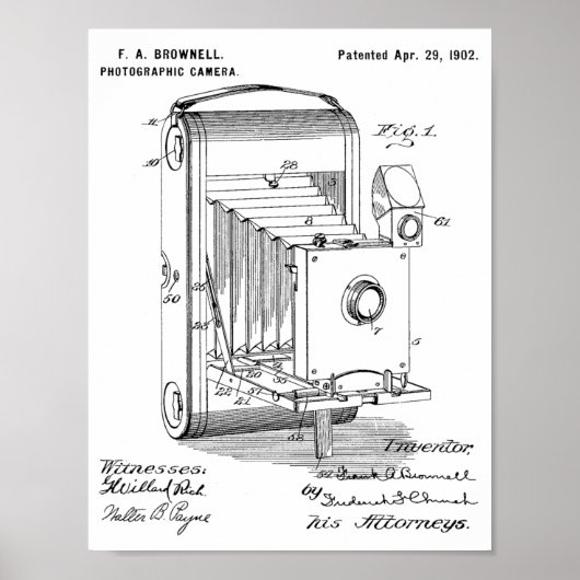 1902 Faltkamera Patent Art Zeichnend Druck Poster (Vorne)