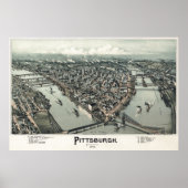 1902 HAND DRAWN MAP OF PITTSBURGH POSTER (Vorne)