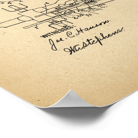 1902 Patent Bicycle Winter velocipede Poster (Ecke)