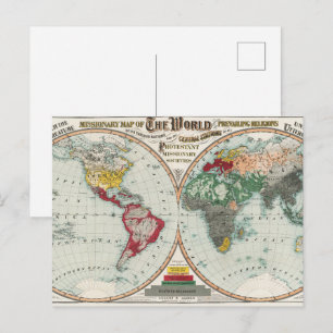 1902 Vintage Weltmissionare Religionskarte Postkarte