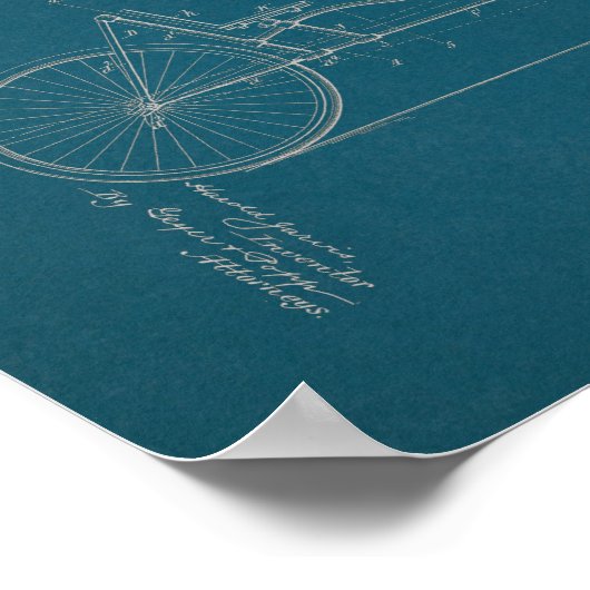 1902 Vintages Fahrrad Patent Blueprint Art Print Poster (Ecke)