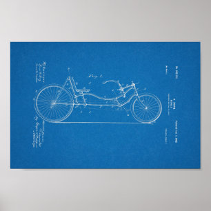 1902 Vintages Fahrradpatent Print Blueprint Art Poster
