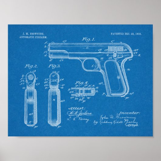 1903 Bräunende Schusswaffenpatentkunst Zeichnend P Poster (Vorne)