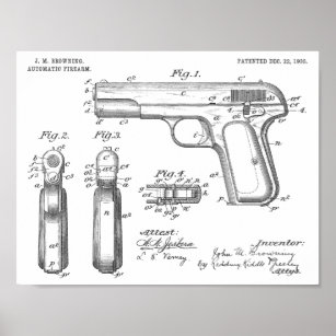 1903 Bräunende Schusswaffenpatentkunst Zeichnend P Poster
