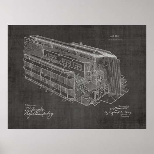 1903 Flugzeugpatentkunst Zeichnend Print Poster (Vorne)