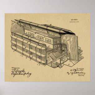 1903 Flying AirShip Patent Art Zeichnend Print Poster