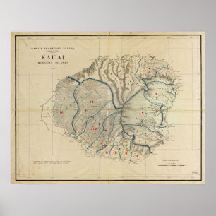 1903 Karte Kauai, Hawaiianische Inseln Poster