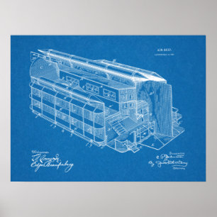 1903 Luftschiff Flugzeug Patent Kunst Zeichnung Dr Poster