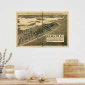 1903 Ocean City, NJ Birds Eye Panoramablick Karte Poster (Küche)