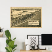 1903 Ocean City, NJ Birds Eye Panoramablick Karte Poster (Heimbüro)