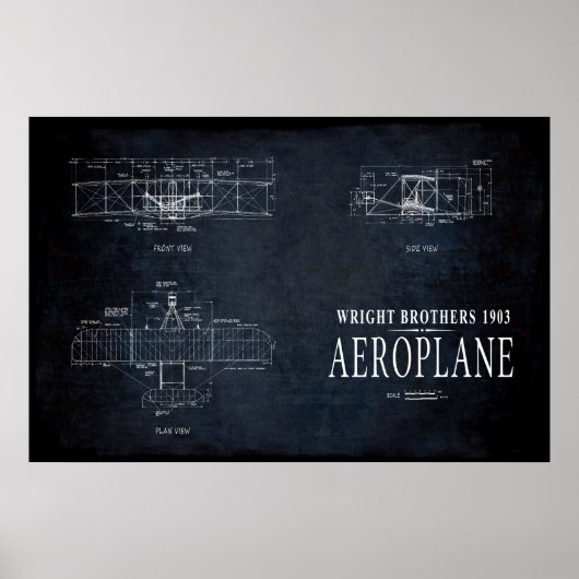 1903 SCHREIBER AIRPLANE BLUEPRINT POSTER (Vorne)