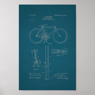 1903 Vintages Fahrrad Patent Blueprint Art Print Poster