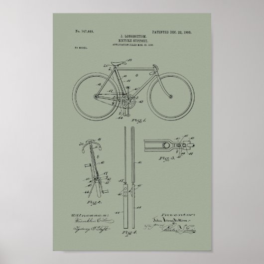 1903 Vintages Fahrradpatent Print Art Poster (Vorne)