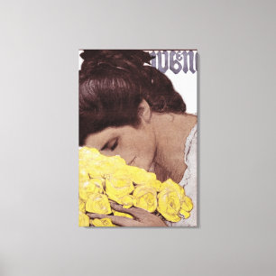 1904 ART NOUVEAU GELBE ROSEN COVERART LEINWAND