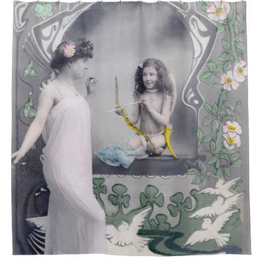 1904 Jugendstil Valentine Duschvorhang (Vorderseite)