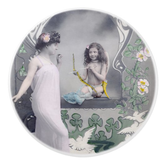 1904 Jugendstil Valentine Keramikknauf (Vorderseite)