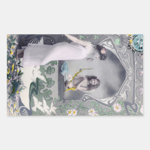 1904 Jugendstil Valentine Rechteckiger Aufkleber