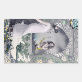 1904 Jugendstil Valentine Rechteckiger Aufkleber