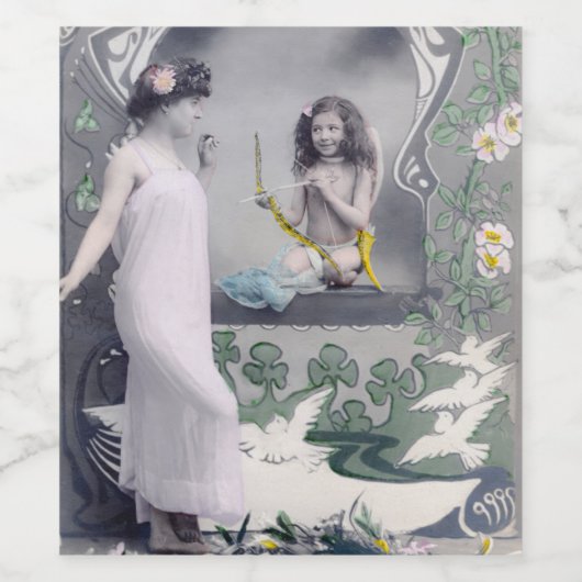 1904 Jugendstil Valentine Weinetikett (Einzelnes Label)