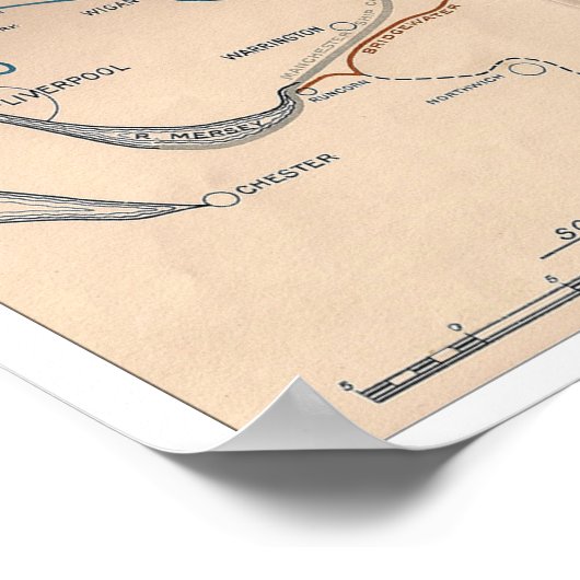 1904 Karte der Kanäle Connecting Manchester Poster (Ecke)