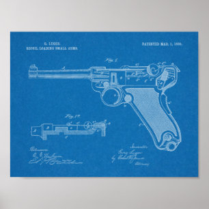 1904 Luger Gun Patent Art Zeichnend Print Poster