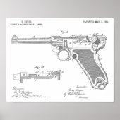1904 Luger Gun Patent Art Zeichnend Print Poster (Vorne)
