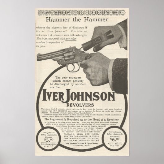 1904 Werbung für den Revolver von Iver Johnson Poster (Vorne)