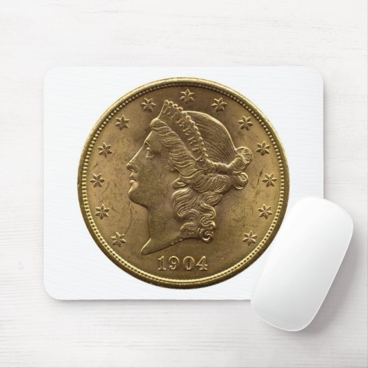 1904 zwanzig Dollar-Münzenfront (Köpfe) oder Geld Mousepad (Mit Mouse)