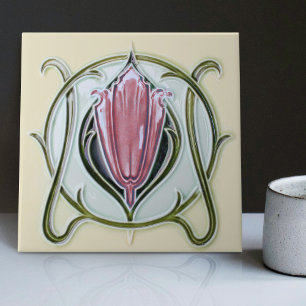 1905 Art Nouveau Gibbons UK Floral Fliese