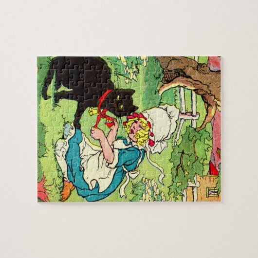 1905 beugt sich kleine Mädchen ihrer schwarzen Kat Puzzle (Horizontal)