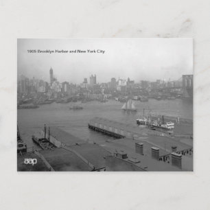 1905 Brooklyn Harbour und New York City Postkarte