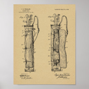 1905 Golfschläger-Caddytasche Design-Patent Kunstp Poster