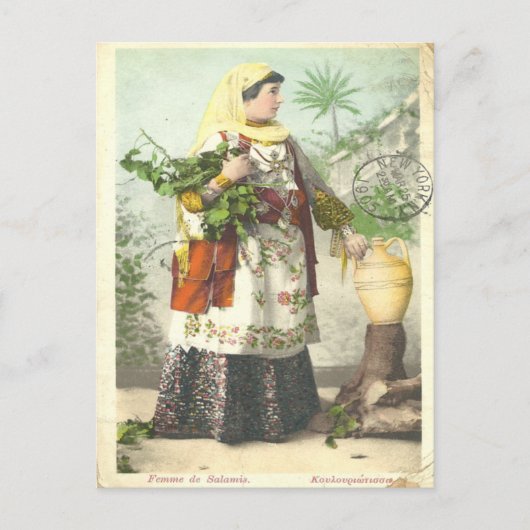 1905 Griechische Postkarte Femme de Salamis (Vorderseite)